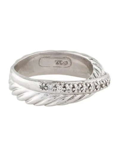 Pre-owned David Yurman 18k Diamond Crossover Band In Multi