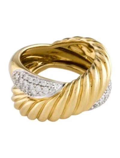 Pre-owned David Yurman 18k Diamond Crossover Band In Multi