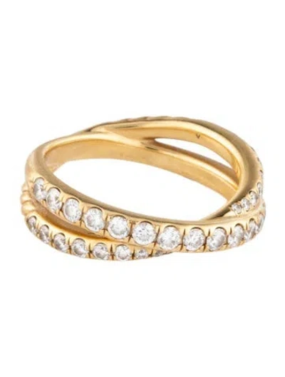 Pre-owned David Yurman 18k Diamond Crossover Band In Multi