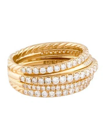 Pre-owned David Yurman 18k Diamond Crossover Band In Multicolor
