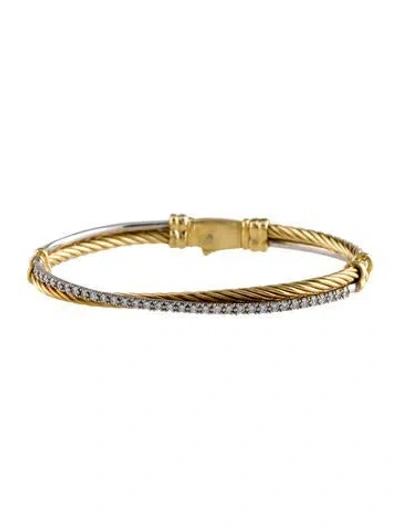 Pre-owned David Yurman 18k Diamond Crossover Collection® Bracelet In Multi