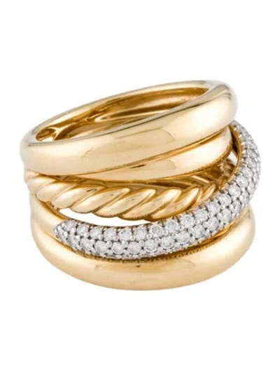 Pre-owned David Yurman 18k Diamond Crossover Five Row Ring In Multi