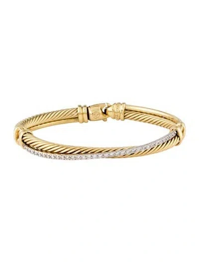 Pre-owned David Yurman 18k Diamond Crossover Link Bracelet, 6.75" In Multi