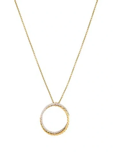 Pre-owned David Yurman 18k Diamond Crossover Pendant Necklace, 18.5" In Multi
