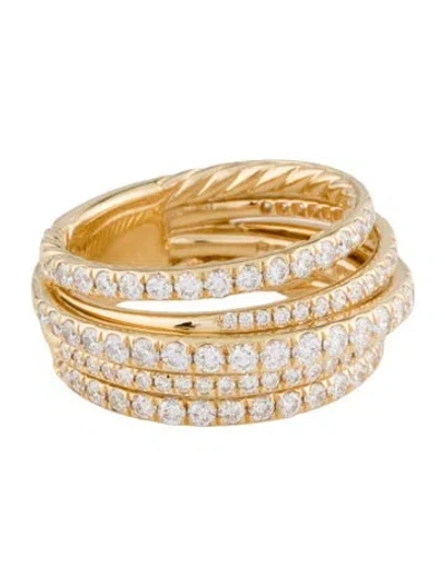 Pre-owned David Yurman 18k Diamond Crossover Ring In Multi