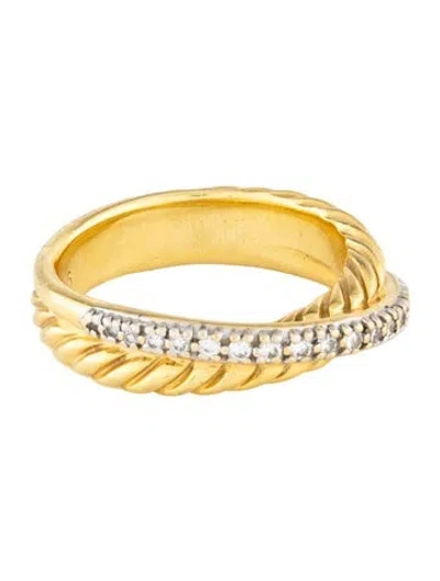 Pre-owned David Yurman 18k Diamond Crossover Ring In Multi