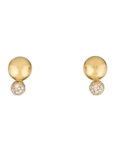Pre-owned David Yurman 18k Diamond Double Pave Stud Earrings In Multi