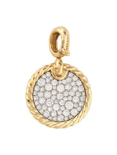 Pre-owned David Yurman 18k Diamond Dy Elements Disc Pendant, 1" In Multicolor