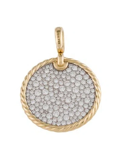 Pre-owned David Yurman 18k Diamond Dy Elements® Disc Pendant In Multicolor