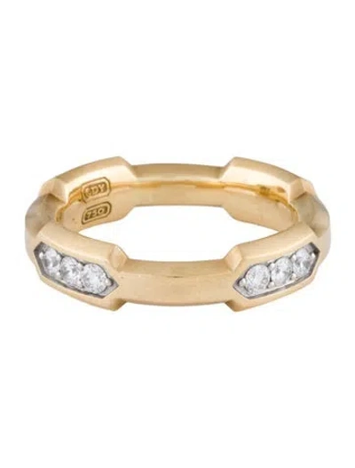 Pre-owned David Yurman 18k Diamond Dy Hex Station Band Ring In Multi