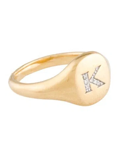 Pre-owned David Yurman 18k Diamond Dy Initial 'k' Pinky Ring In Multi