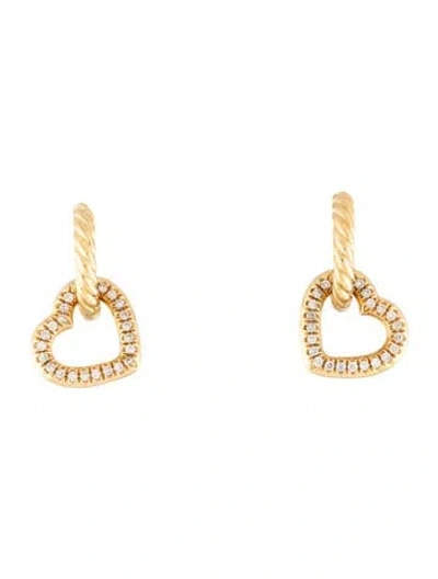 Pre-owned David Yurman 18k Diamond Heart Drop Earrings In Multi
