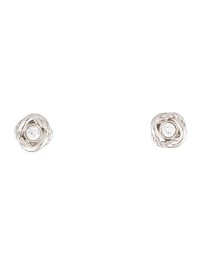 Pre-owned David Yurman 18k Diamond Infinity Stud Earrings In Multi