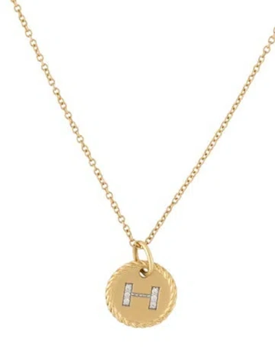 Pre-owned David Yurman 18k Diamond Initial Charm Necklace, 18" In Multi