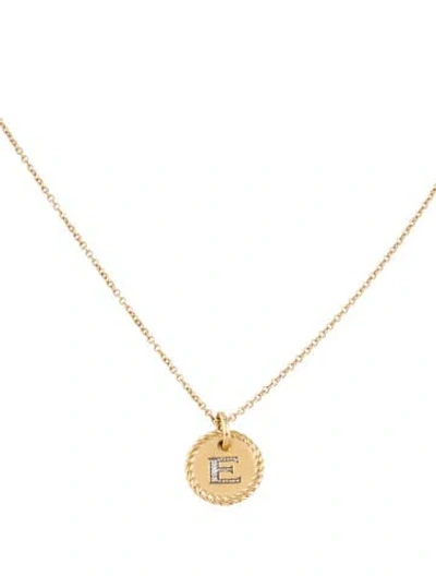 Pre-owned David Yurman 18k Diamond Initial 'e' Charm Necklace, 15" In Multi