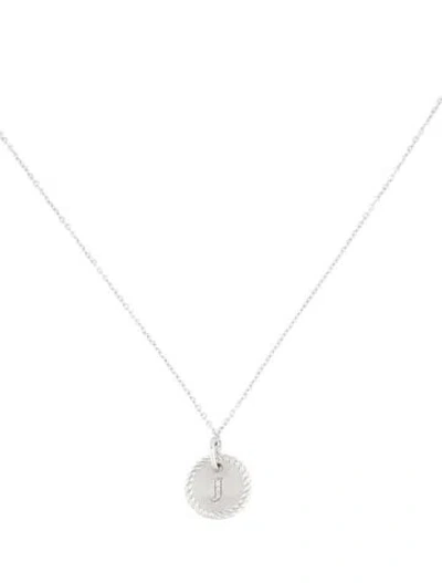 Pre-owned David Yurman 18k Diamond Initial 'j' Pendant Necklace, 18" In Multicolor