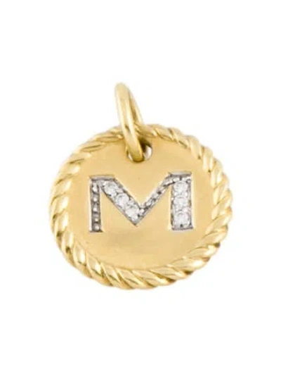Pre-owned David Yurman 18k Diamond Initial 'm' Charm In Multi