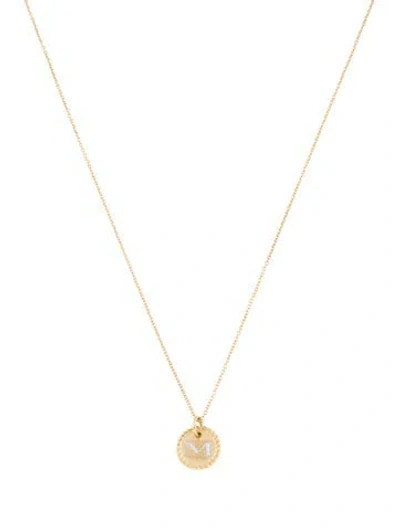 Pre-owned David Yurman 18k Diamond Initial 'm' Charm Necklace, 18" In Multi