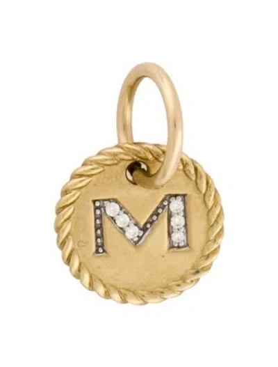Pre-owned David Yurman 18k Diamond Initial 'm' Charm Pendant In Multi