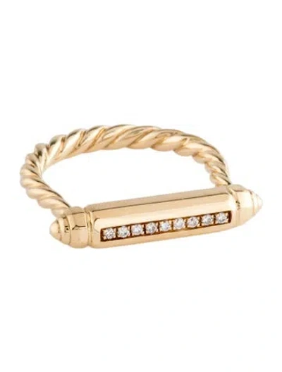 Pre-owned David Yurman 18k Diamond Lexington Barrel Band In Multicolor