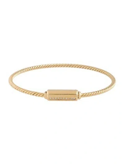 Pre-owned David Yurman 18k Diamond Lexington Barrel Bracelet, 7" In Multicolor