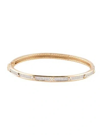 Pre-owned David Yurman 18k Diamond Modern Renaissance Bangle Bracelet, 6.5" In Multicolor