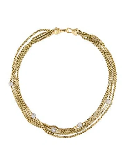 Pre-owned David Yurman 18k Diamond Multistrand Pavé Ball Necklace, 16"