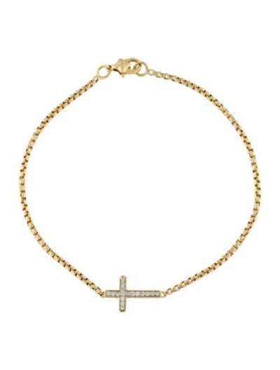 Pre-owned David Yurman 18k Diamond Pave Cable Cross Link Bracelet, 7.5" In Multi