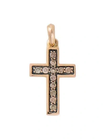 Pre-owned David Yurman 18k Diamond Pavé Cross Pendant In Multi