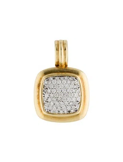 Pre-owned David Yurman 18k Diamond Pavé Enhancer Pendant, 1" In Multi