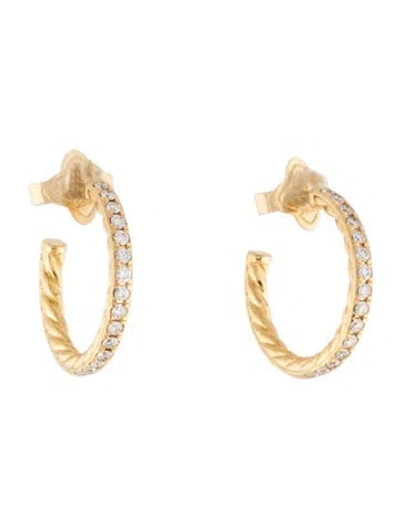 Pre-owned David Yurman 18k Diamond Pavé Hoop Earrings In Multicolor