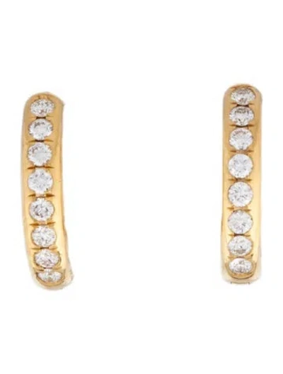 Pre-owned David Yurman 18k Diamond Pave Huggie Earrings In Multicolor