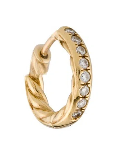 Pre-owned David Yurman 18k Diamond Pavé Single Huggie Hoop Earring In Multi
