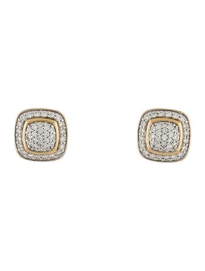 Pre-owned David Yurman 18k Diamond Petite Albion Stud Earrings W/ Tags In Multi