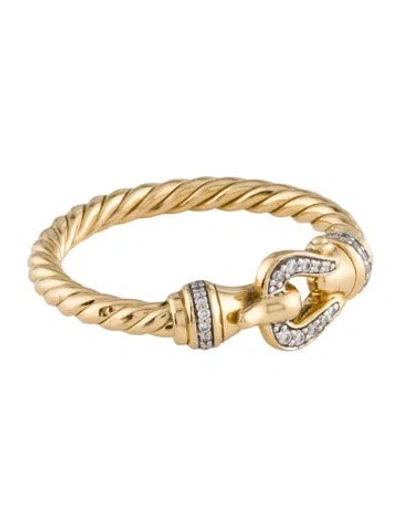 Pre-owned David Yurman 18k Diamond Petite Buckle Ring In Multi