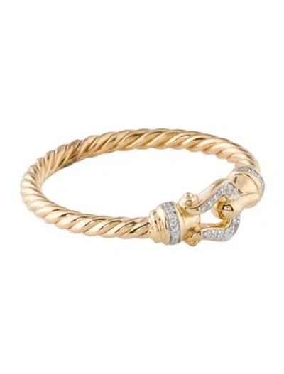 Pre-owned David Yurman 18k Diamond Petite Buckle Ring In Multi