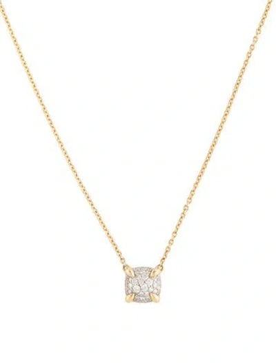 Pre-owned David Yurman 18k Diamond Petite Chatelaine Pendant Necklace, 18" In Multicolor