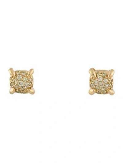 Pre-owned David Yurman 18k Diamond Petite Chatelaine® Stud Earrings In Multi