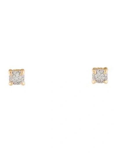 Pre-owned David Yurman 18k Diamond Petite Châtelaine Stud Earrings In Multi