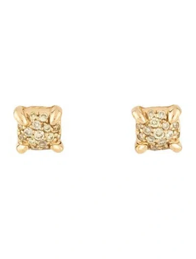 Pre-owned David Yurman 18k Diamond Petite Chatelaine® Stud Earrings In Multicolor