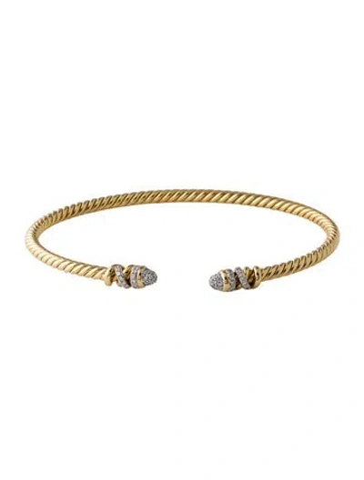 Pre-owned David Yurman 18k Diamond Petite Helena Cablespira® Bracelet, 6.75" In Multi