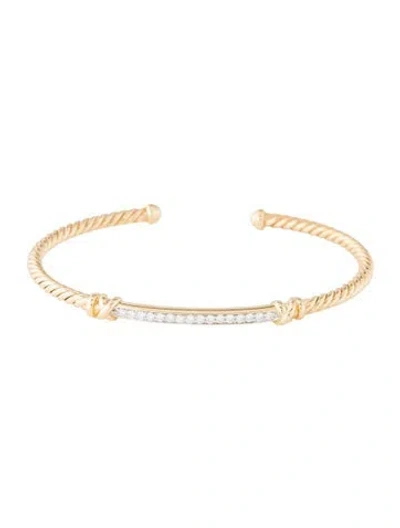 Pre-owned David Yurman 18k Diamond Petite Helena Cablespira Station Bracelet, 6.25" In Multicolor