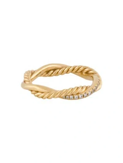 Pre-owned David Yurman 18k Diamond Petite Infinity Band Ring In Multi