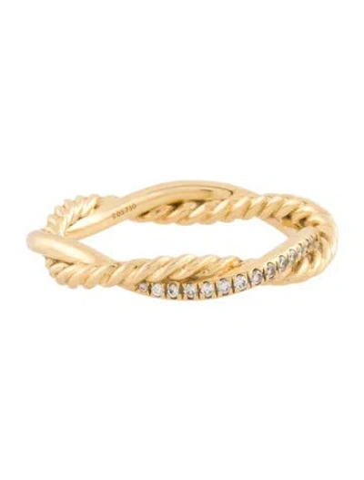 Pre-owned David Yurman 18k Diamond Petite Infinity Band Ring In Multi