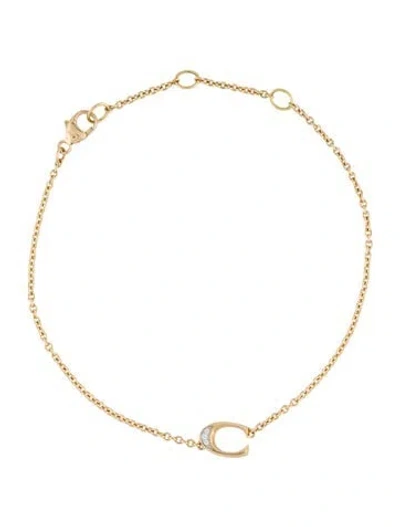 Pre-owned David Yurman 18k Diamond Petite Pavé 'c' Initial Chain Bracelet, 7.5" In Multi