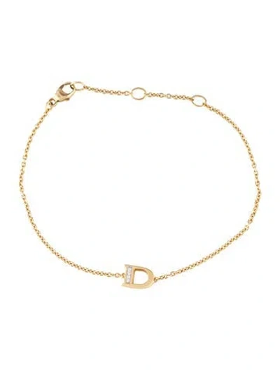 Pre-owned David Yurman 18k Diamond Petite Pavé Initial 'd' Chain Bracelet, 7.5" In Multicolor