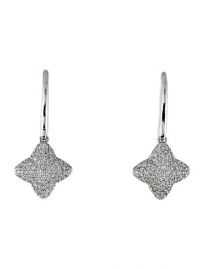 Pre-owned David Yurman 18k Diamond Quatrefoil Drop Earrings In Multicolor