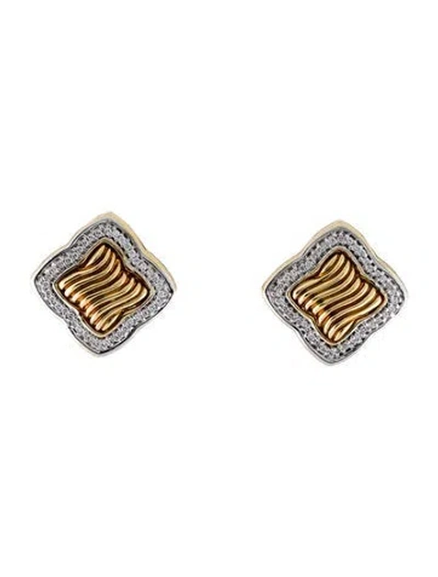 Pre-owned David Yurman 18k Diamond Quatrefoil Earclips In Multi