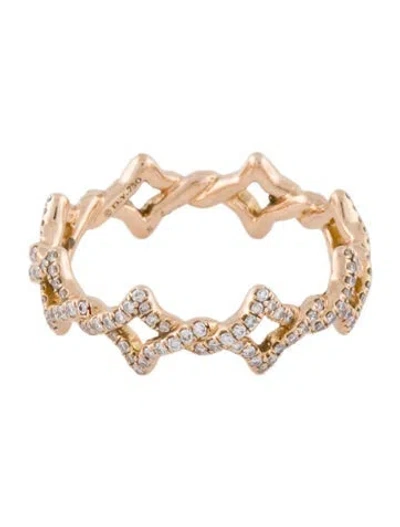 Pre-owned David Yurman 18k Diamond Quatrefoil Stacking Ring In Multicolor