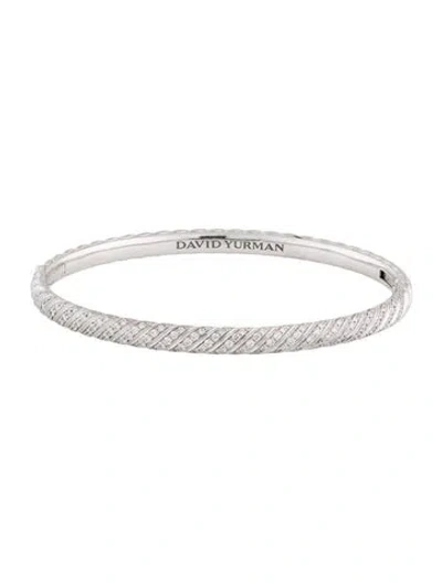 Pre-owned David Yurman 18k Diamond Sculpted Cable Bangle, 6.5" In Multi